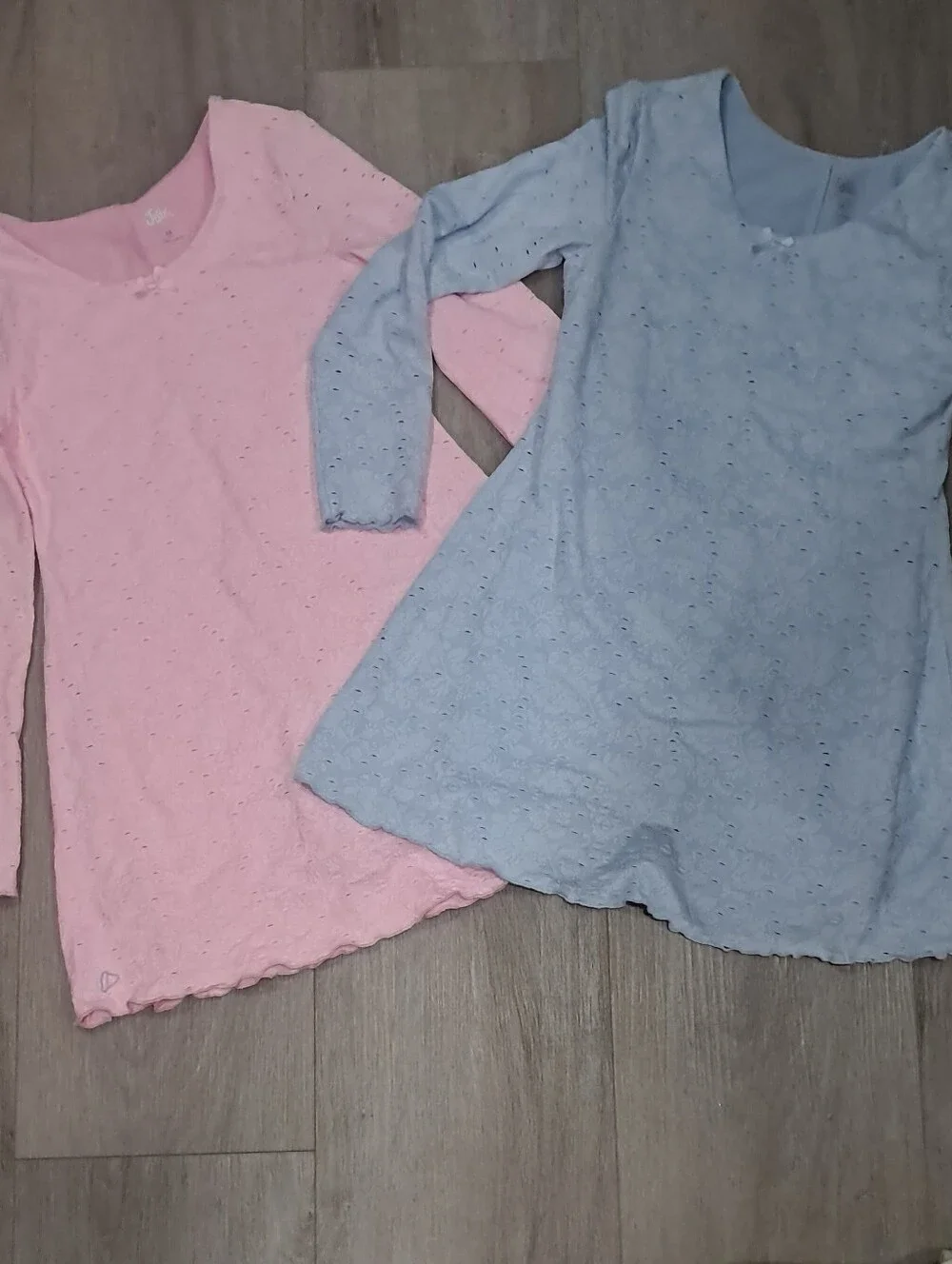 Justice Girls Eyelet Tunic Dresses - Pink & Light Blue